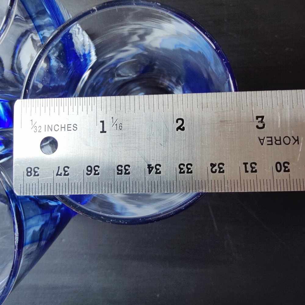 4 Libbey Crisa (thumbprint) | 16 oz Highball blue ๐ swirl glasses - Picture 11 of 13